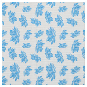 Blue Watercolor Lotus Flower Pattern Fabric