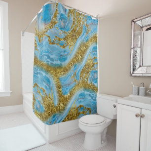 Blue Watercolor Marble & Gold Foil