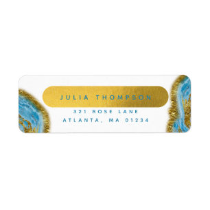 Blue Watercolor Marble & Gold Foil
