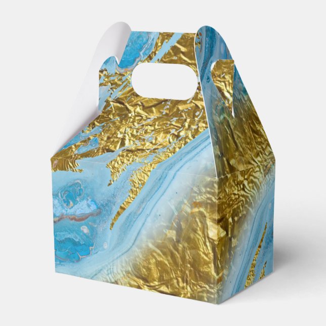 Blue Watercolor Marble & Gold Foil  Favor Box (Front Side)