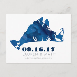 Blue Watercolor Martha's Vineyard Save the Date Announcement Postcard