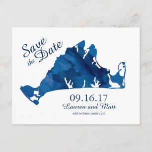 Blue Watercolor Martha's Vineyard Save the Date Announcement Postcard