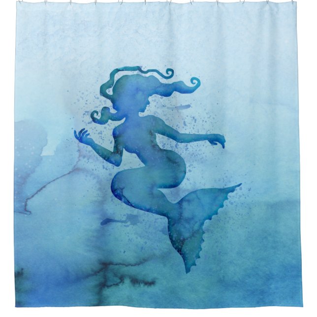 Blue Watercolor Mermaid (Front)
