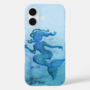 Blue Watercolor Mermaid iPhone 16 Case