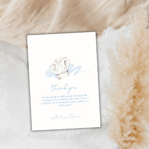 Blue Watercolor Minimalist Little Chef Baby Shower Thank You Card