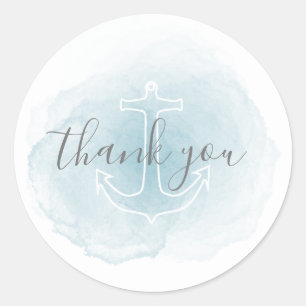 Blue Watercolor Nautical Thank You Sticker