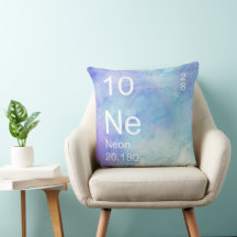 Blue Watercolor Neon Throw Pillow
