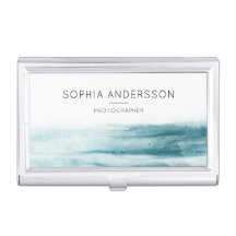 Blue Watercolor Ocean Business Card Holder