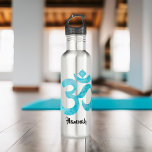 Blue Watercolor Ohm Sign 710 Ml Water Bottle<br><div class="desc">Personalized Blue Watercolor Ohm Sign floral wreath.</div>