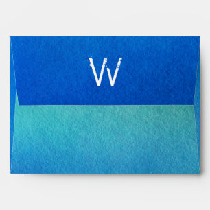 Blue Watercolor Ombre Monogram Envelopes