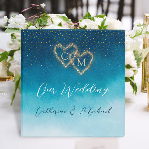 Blue Watercolor Ombre Monogrammed Binder