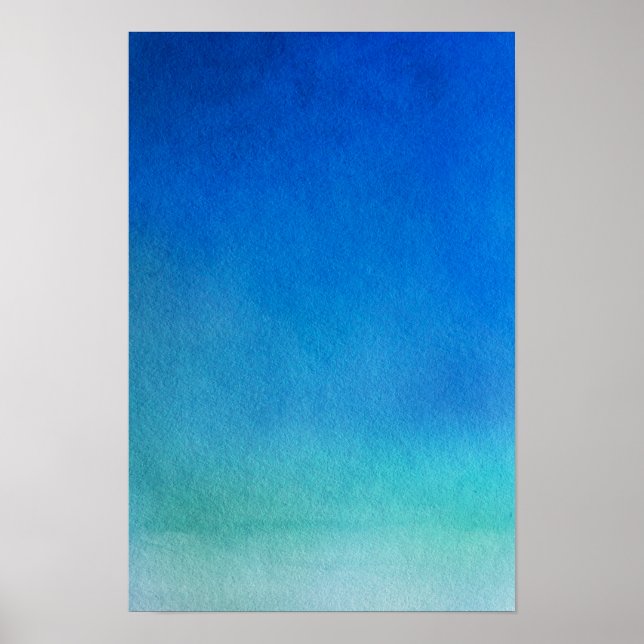 Blue Watercolor Ombre Poster (Front)