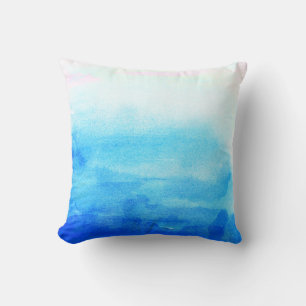 Blue Watercolor Ombre Throw Pillow