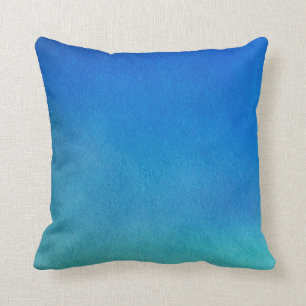 Blue Watercolor Ombre Throw Pillow