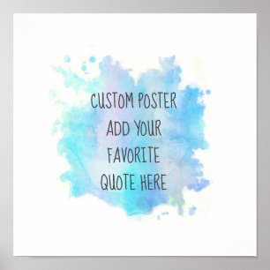 blue watercolor paint splash add your quote poster