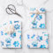 Blue Watercolor Paw Prints Birthday Wrapping Paper