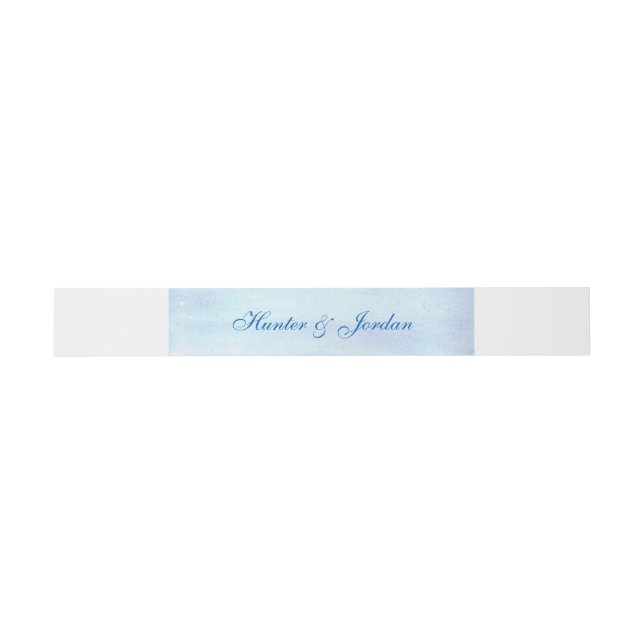 "Blue Watercolor" Personalized Belly Bands Invitation Belly Band (Flat)