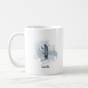 Blue Watercolor Personalized Name Letter Initial I Coffee Mug
