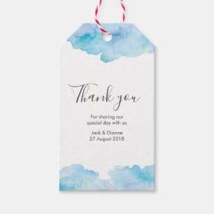 Blue watercolor personalized Thank You Favour tags