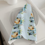 Blue  Watercolor Pumpkin Autumn Kitchen Towel<br><div class="desc">This design may be personalized by choosing the Edit Design option. You may also transfer onto other items. Contact me at colorflowcreations@gmail.com or use the chat option at the top of the page if you wish to have this design on another product or need assistance with this design. See more...</div>