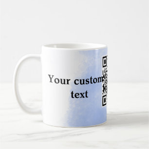 blue watercolor QR scan code add custom text rusti Coffee Mug