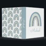 Blue Watercolor Rainbow Personalized Baby Boy Binder<br><div class="desc">Boho watercolor blue rainbow with a whimsical script typeface for a baby boy binder baby book.</div>