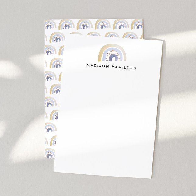 Blue Watercolor Rainbow Personalized Stationery Card (Creator Uploaded)