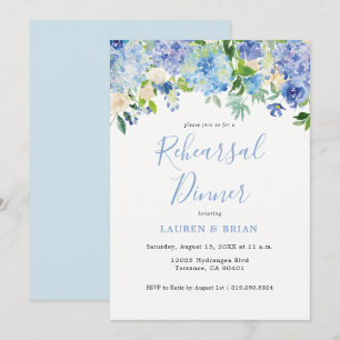Blue Watercolor Rehearsal Dinner Invitation