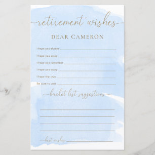 Blue Watercolor Retirement Wishes