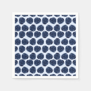 Blue Watercolor Rose Vines Cottage Chic Wedding Napkin