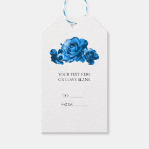 Blue Watercolor Roses Elegant Wedding Gift Tags