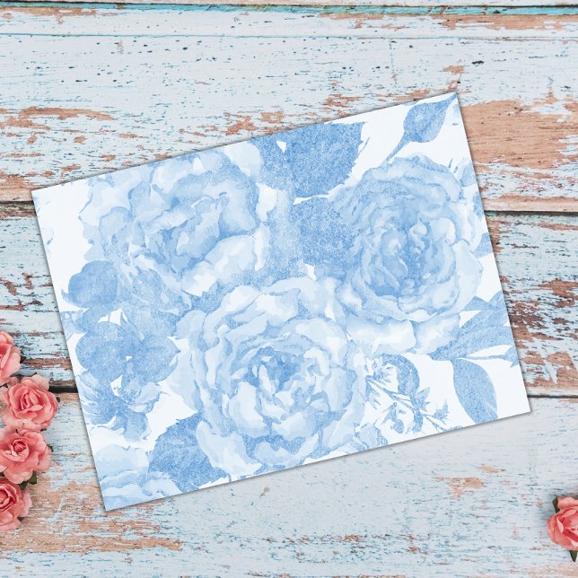 Blue Watercolor Roses Tissue Paper (Creator Uploaded)