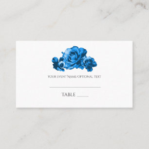 Blue Watercolor Roses Wedding Seating Place Card