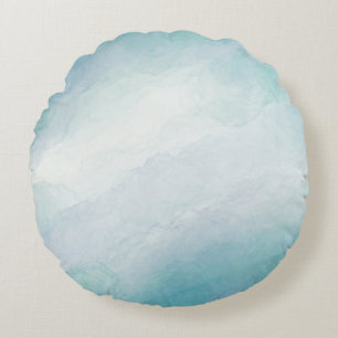 Blue watercolor round pillow