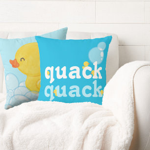Blue Watercolor Rubber Duck Double Sided Throw Pillow