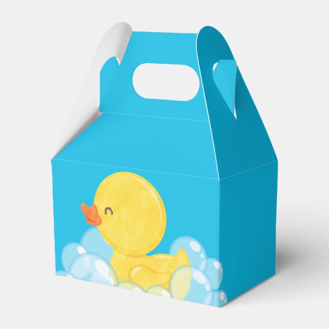 Blue Watercolor Rubber Duck Party Favour Boxes (Front Side)
