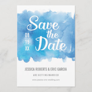 Blue Watercolor Save the Date