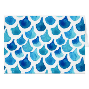Blue Watercolor Scale Pattern