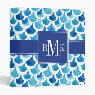 Blue Watercolor Scale Pattern Binder