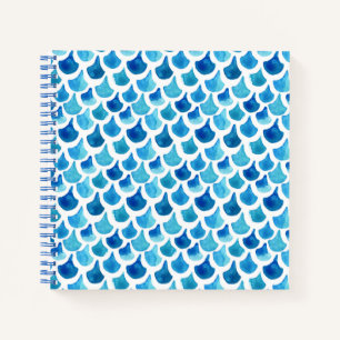 Blue Watercolor Scale Pattern Notebook
