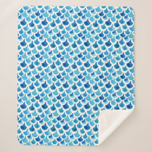 Blue Watercolor Scale Pattern Sherpa Blanket