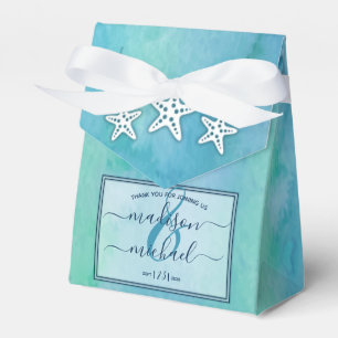 Blue Watercolor Sea Ocean Starfish Wedding Favor Box