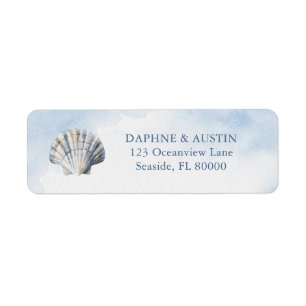 Blue Watercolor Seashell Beach Wedding