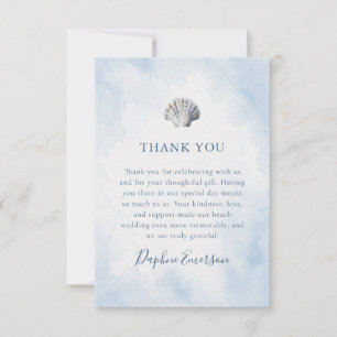 Blue Watercolor Seashell Beach Wedding Thank You Card