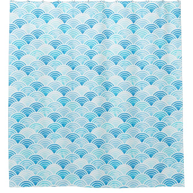 Blue Watercolor Seigaiha Waves Pattern (Front)