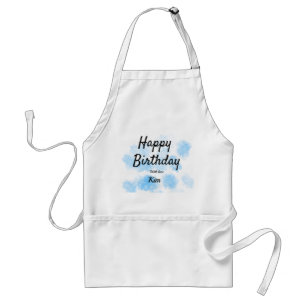Blue watercolor simple birthday add your name cust standard apron