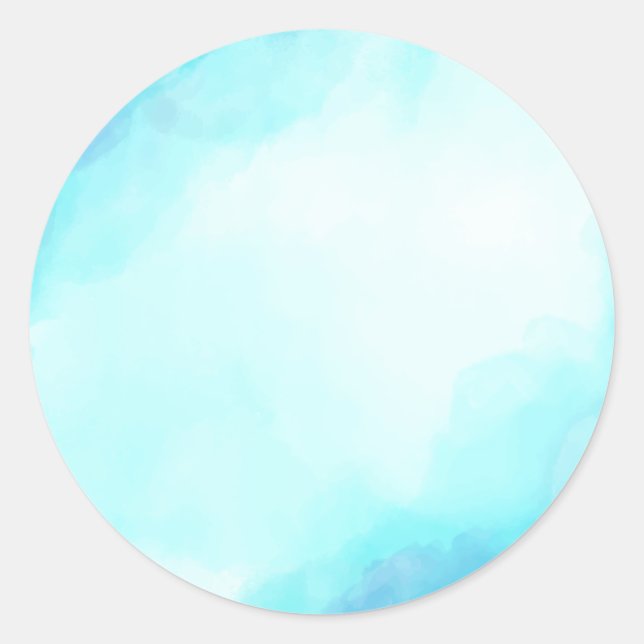 Blue Watercolor Sky Background Classic Round Sticker (Front)