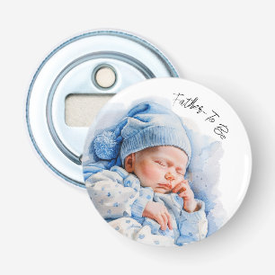 Blue Watercolor Sleeping Baby boy Gender Reveal Bottle Opener