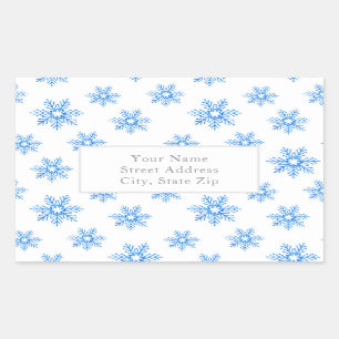 Blue Watercolor Snowflake Pattern Labels