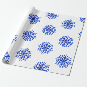 Blue Watercolor  Snowflakes Wrapping Paper